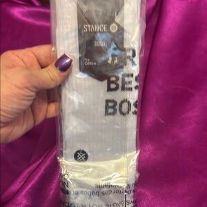 Stance White Socks with Black Text size 9-13 from “the Office”